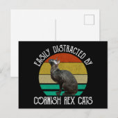 Easily Distracted By Cornish Rex Cats ポストカード (正面/裏面)