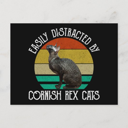 Easily Distracted By Cornish Rex Cats ポストカード (正面)