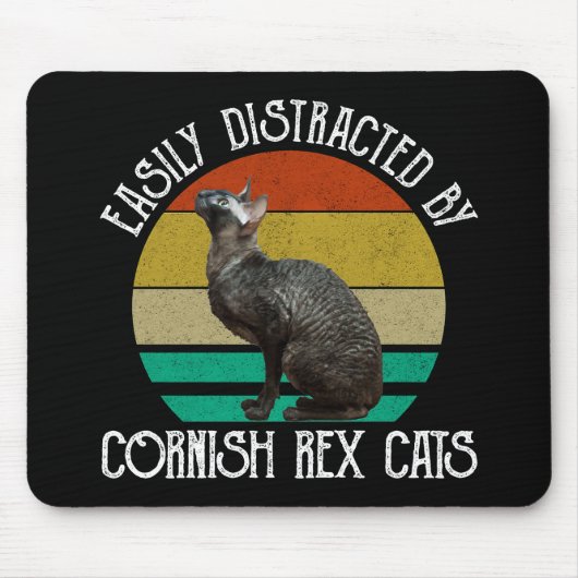 Easily Distracted By Cornish Rex Cats マウスパッド (正面)