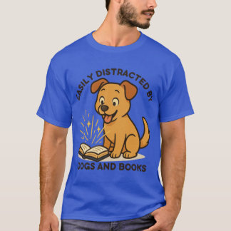 Easily Distracted By Dogs And Book boy Tシャツ