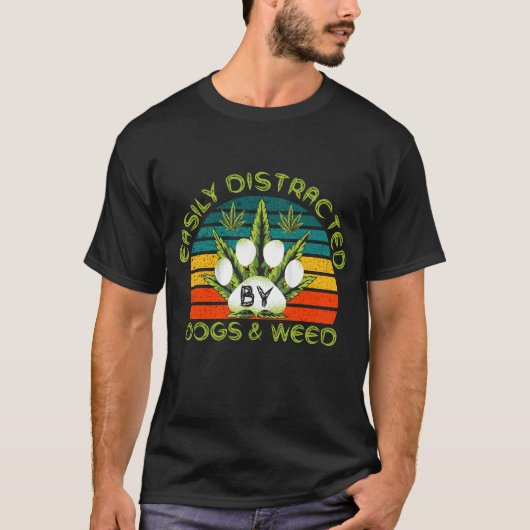Easily Distracted By Dogs Weed Png, Funny Dog Love Tシャツ (正面)