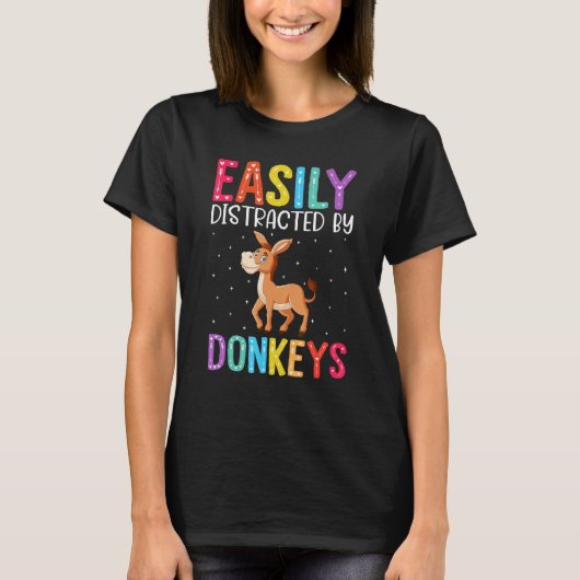 Easily Distracted By Donkeys Donkey Tシャツ (正面)
