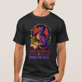 easily distracted by Dragon and Books Tシャツ (正面)