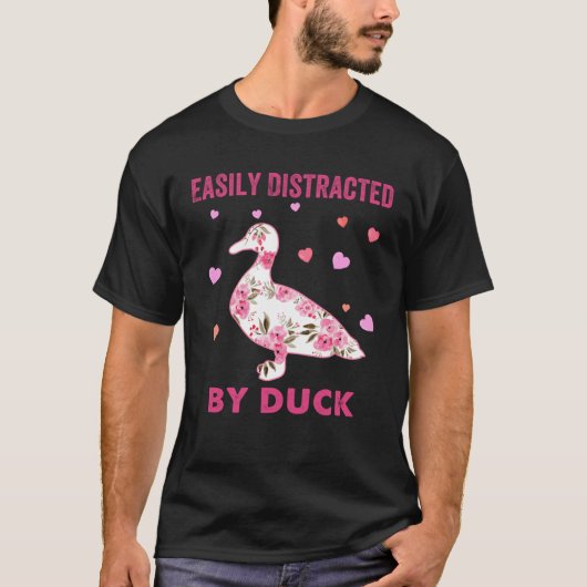 Easily Distracted By Duck Costume Flower Tシャツ (正面)