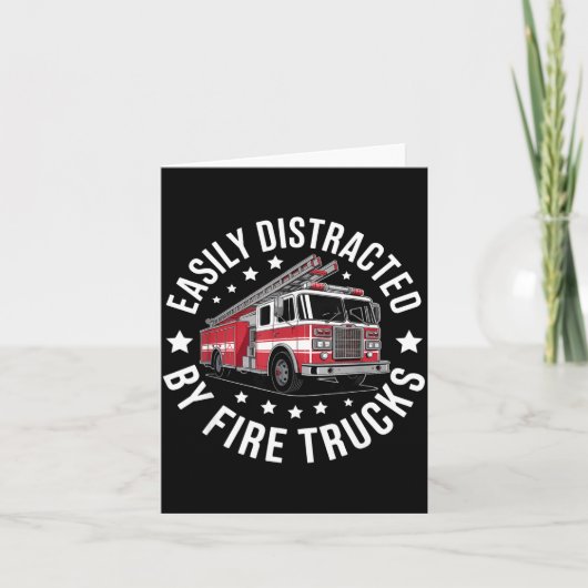 Easily Distracted By Fire Trucks Design  カード (正面)