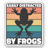 Easily Distracted By Frogs Lovers Colorful Design  シール (正面)