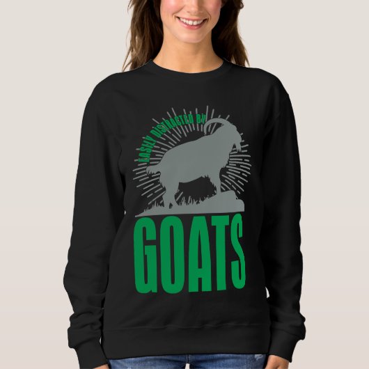 Easily Distracted By Goats  Animal  For Men Women スウェットシャツ (正面)