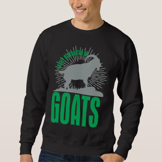 Easily Distracted By Goats  Animal  For Men Women スウェットシャツ (正面)