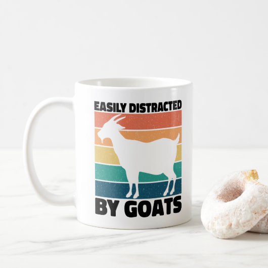 Easily Distracted By Goats Lovers Kawaii Pet Funny コーヒーマグカップ (ドーナツ)