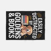 Easily Distracted By Goldens &amp; Books - Golden  フリースブランケット (正面(横))