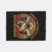 Easily Distracted By Groundhogs Kids Boys Groundho フリースブランケット (正面(横))