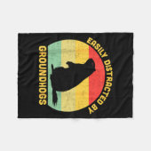 Easily Distracted By Groundhogs Kids Boys Groundho フリースブランケット (正面(横))