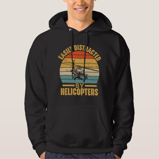 Easily Distracted By Helicopters Funny Helicopter パーカ (正面)