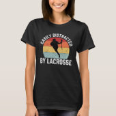 Easily Distracted By Lacrosse  Coach Player Sports Tシャツ (正面)