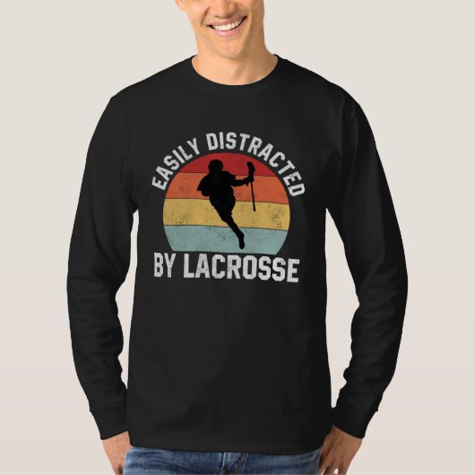 Easily Distracted By Lacrosse  Coach Player Sports Tシャツ (正面)