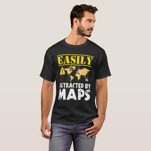 Easily Distracted By Maps Geography Mapping Tシャツ (正面フル)