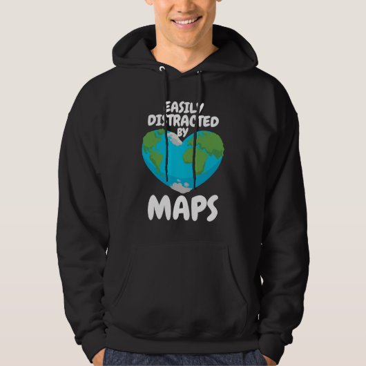 Easily Distracted By Maps Geography Teacher  1 パーカ (正面)