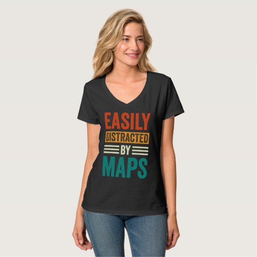 Easily Distracted By Maps Geography Teacher 5 Tシャツ (正面フル)