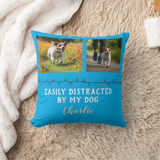 Easily Distracted by My Dog Photo Pillow クッション (ブランケット)
