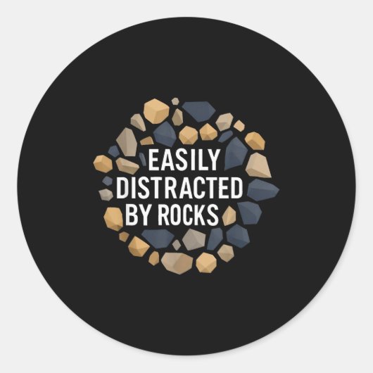 Easily Distracted By Rocks Funny Geology Rock Coll ラウンドシール (正面)