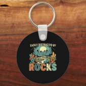 Easily Distracted By Rocks Geology Geologist Colle キーホルダー (正面)