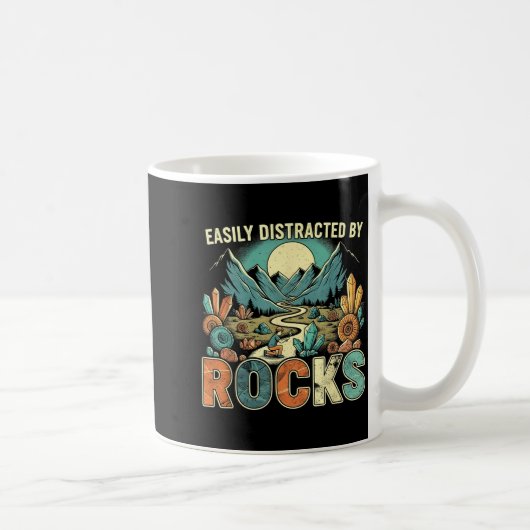 Easily Distracted By Rocks Geology Geologist Colle コーヒーマグカップ (右)