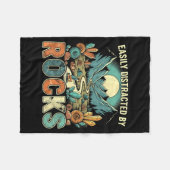 Easily Distracted By Rocks Geology Geologist Colle フリースブランケット (正面(横))