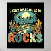 Easily Distracted By Rocks Geology Geologist Colle ポスター (正面)