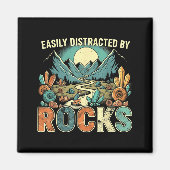 Easily Distracted By Rocks Geology Geologist Colle マグネット (正面)