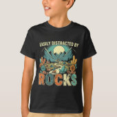 Easily Distracted By Rocks Geology Geologist Colle Tシャツ (正面)