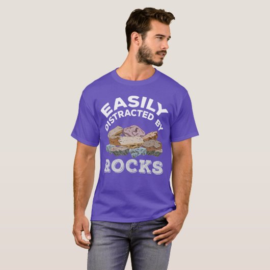Easily Distracted By Rocks gift Tシャツ (正面フル)