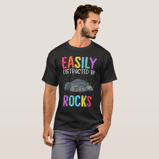 Easily Distracted By Rocks  Rock Tシャツ (正面フル)