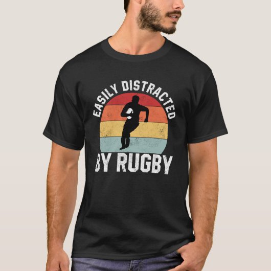 Easily Distracted By Rugby  Graphic Rugby Union Tシャツ (正面)