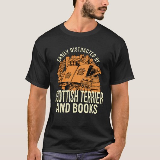 Easily Distracted By Scottish Terrier And Books Sc Tシャツ (正面)