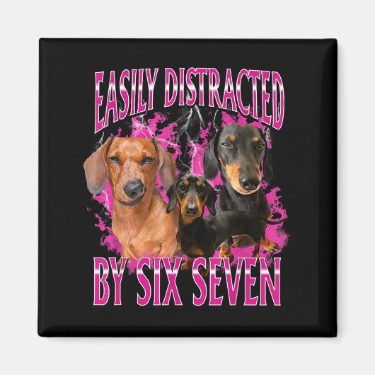 Easily Distracted By Six Seven 67 Meme Dachshund W マグネット (正面)