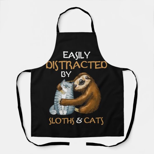 Easily Distracted By Sloths And Cats Sloth Lover エプロン (正面)