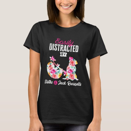 Easily Distracted By Sloths And Jack Russells D Tシャツ (正面)