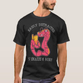 Easily Distracted By Snake And Books Python Viper  Tシャツ (正面)
