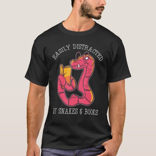 Easily Distracted By Snake And Books Python Viper  Tシャツ (正面)