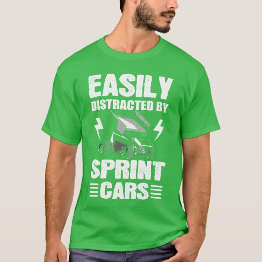 Easily Distracted By Sprint Cars Sprint Car Racing Tシャツ (正面)