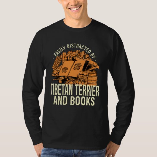 Easily Distracted By Tibetan Terrier And Books Tsa Tシャツ (正面)