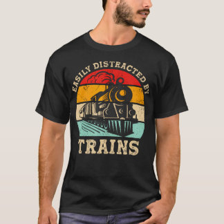 Easily Distracted By Trains Railroad Enthusiast Tr Tシャツ