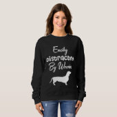 Easily Distracted by weenies Dachshund Womens Dog  スウェットシャツ (正面フル)