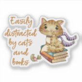 Easily Distracted Cats and Books シール (正面)