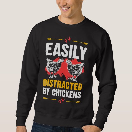 Easily Distracted Chickens Cute スウェットシャツ (正面)