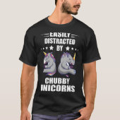 Easily Distracted Chubby Unicorns Rhinoceros Anima Tシャツ (正面)