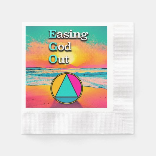 Easing God Out Recovery Slogan Sunrise 縁ありカクテルナプキン (正面)