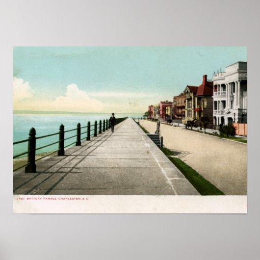 East Battery Parade, Charleston SC 1900ヴィンテージ ポスター (正面)