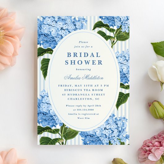 East Coast Blue Hydrangea Garden Bridal Shower 招待状