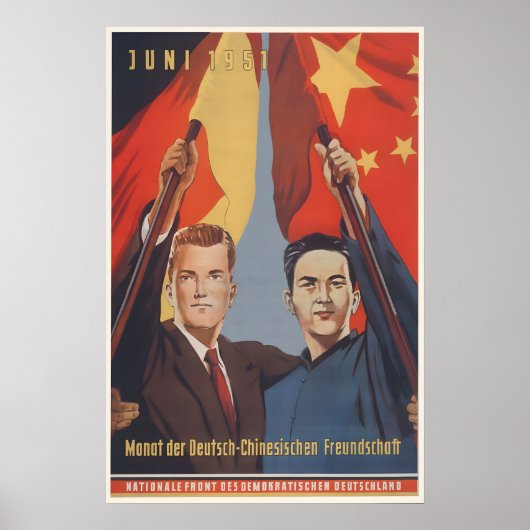 East German Propaganda Poster German-Chinese ポスター (正面)